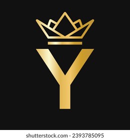 Letter Y Crown Logo. Crown Logo for Beauty, Fashion, Star, Elegant, Luxury Sign