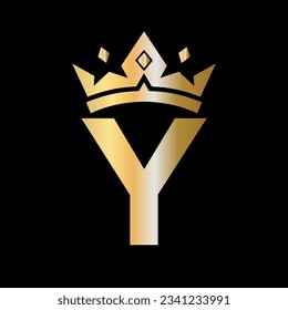 Letter Y Crown Logo. Crown Logo on Letter Y Vector Template for Beauty, Fashion, Star, Elegant, Luxury Sign