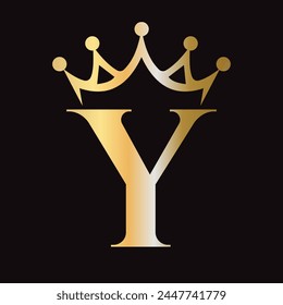 Letter Y Crown Logo for Queen Sign, Beauty, Fashion, Star, Elegant, Luxury Symbol	