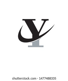 letter y is cut in a half circle in black and gray