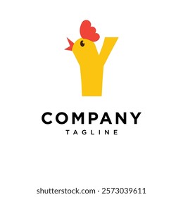 Letter Y Cute Chicken Logo Icon Vector