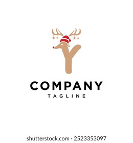 Letter Y Cute Christmas Reindeer logo icon vector