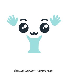Letter Y cute kawaii character with hands, funny emoticon vector clip art.