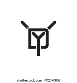 letter Y and D monogram logo black