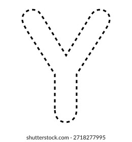 Letter Y dashed line outline vector illustration version black