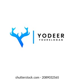 diseño de logotipo de letra y ciervo