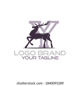 letter y deer logo vector illustrations