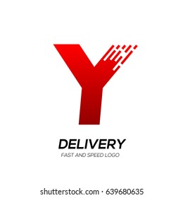 Letter Y with Delivery service logo, Fast Speed, Moving and Quick, Digital and Technology for your Corporate identity