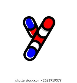 Letter y depicts stripe pattern design isolated