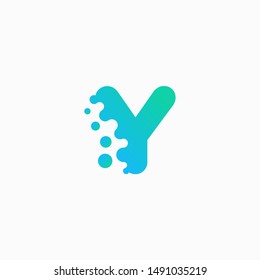 Letter Y Design with dot shape. molecule and Lab Logo Design Element. perfect for technology,software, network and science brand. - vector