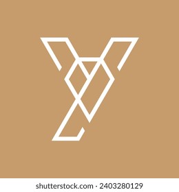 Letter Y diamond creative line logo