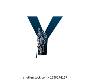 Letter Y Digital Network , Technology and digital abstract line connection vector logo. (sign, symbol, icon, design element). New Technology design.