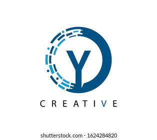 Letter Y Digital Network , Technology and digital abstract line network circuit vector logo. .
