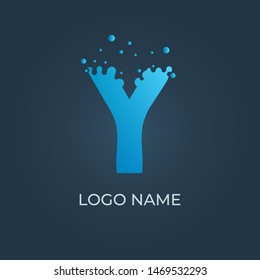 Letter Y disintegrate logo isolated. Alphabet vector image