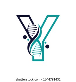 Letter Y with DNA logo or symbol Template design vector