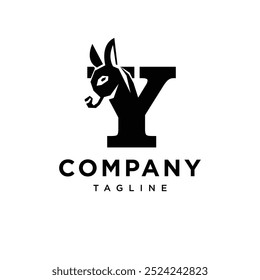 Letra Y Donkey Logo Ícone vetor