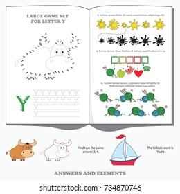 Letter Y. Dot to dot educational game for kids.