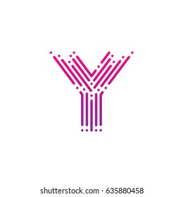Letter Y with Dots and Lines logotype,Fast Speed, Delivery, Digital and Technology for your Corporate identity