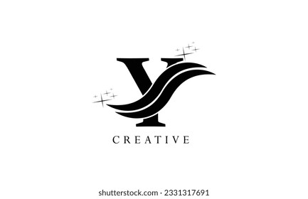 Letter Y double cut shape logo icon design template elements