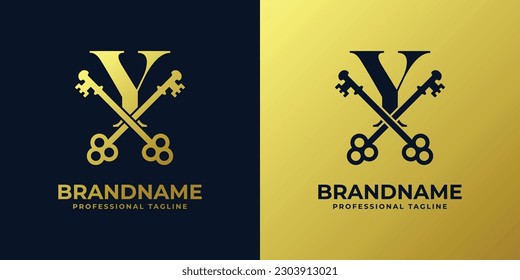 Letter Y With Double Key Logo, suitable for any business related to key with Y initial.