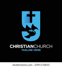 Letter Y Dove Christian Logo Design Template Inspiration, Vector Illustration.