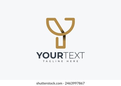 letter y drink glass logo concept, flat design style