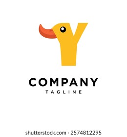 Letter Y Duck Cute Logo Icon Vector