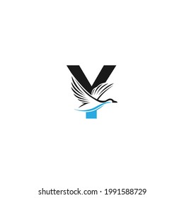 Letter Y with duck icon logo design illustration vector