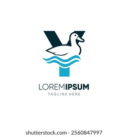 Letter Y Duck Logo Design Vector Icon Graphic Emblem Illustration 