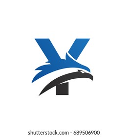 letter Y eagle head logo blue