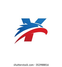 letter Y eagle head red blue logo