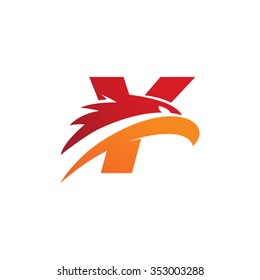 letter Y eagle head red orange logo