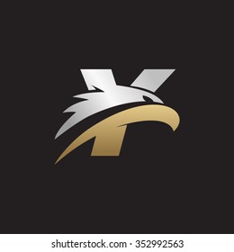 letter Y eagle head silver gold logo black background