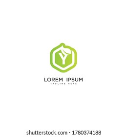 Letter Y eco leaf logo icon design template elements