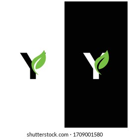 Letter Y eco leaves logo design template