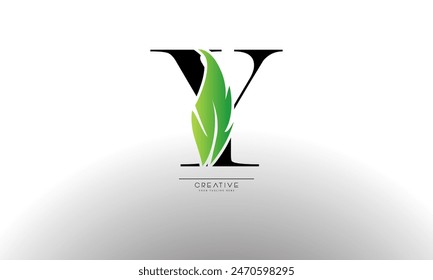 Letter Y eco leaves logo icon design template elements