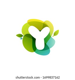Letter Y ecology logo on swirling overlapping shape. Vector icon perfect for environment labels, landscape posters and garden identity, etc.