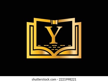 Letter Y With Education Logo Book Concept. Training Career Sign, University, Academy Graduation Logo Template Vector Design.