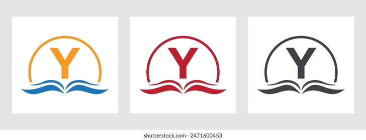 Letter Y Education Logo Book Concept. Training Career Sign, University, Academy Graduation Logo Design