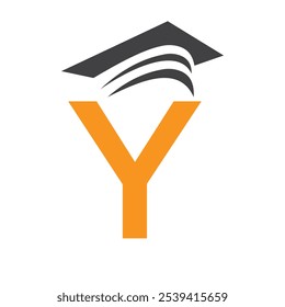 Letter Y Education Logo Concept With Graduation Hat. Education Hat Symbol Vector