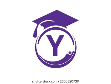 Letter Y Education Logo Initial Graduation Cap Concept. Graduation logo with letter vector Template