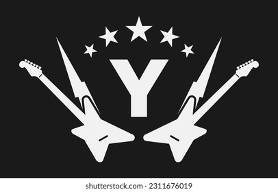 letter Y electric guitar vector logo design