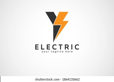 Letter Y Electric Logo, letter Y and lightning bolt combination, tunder bolt design logo template, vector illustration