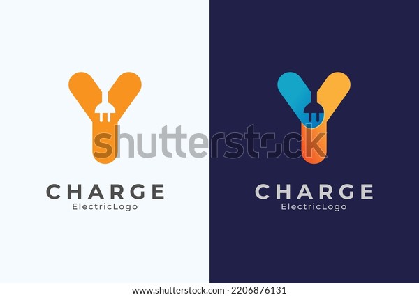 Letter Y Electric Plug Logo, Letter Y and\
Plug combination with two colour style, flat design logo template,\
vector illustration