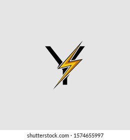 Letter Y Electrical Bolt logo icon. Design concept Abstract techno thunder bolt  with letter Y for corporate, technology, initial , community and more technology brand identity.
