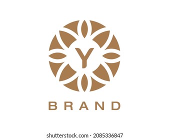 Letter Y Elegant Flower Emblem Logo Vector illustrations.