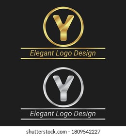 Letter Y Elegant Logo. Elegant Logo Design. Silver Gold Logo Design. Luxury Design. Royal Design.