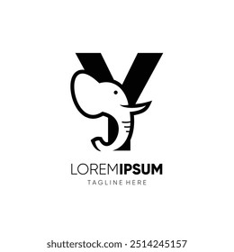 Letter Y Elephant Logo Design Vector Icon Graphic Emblem Illustration Symbol