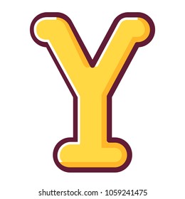 Letter Y of the English alphabet. Alphabetic character. An icon for the website. Cartoon flat line art vector.Design element template font type