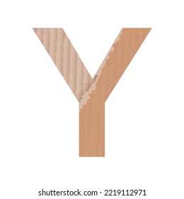 Letter Y of the English alphabet, gray paper cardboard texture on white background - Vector illustration